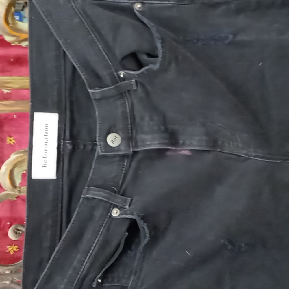 Reformation black distressed jeans